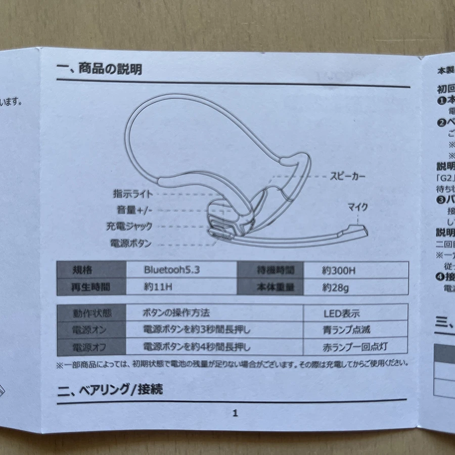 ヘッドセット Earaku MicCuff G2 取説